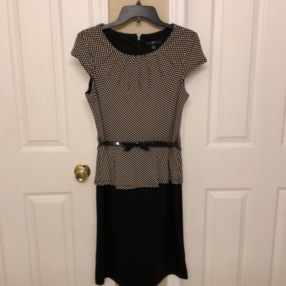Belted black and white Dress